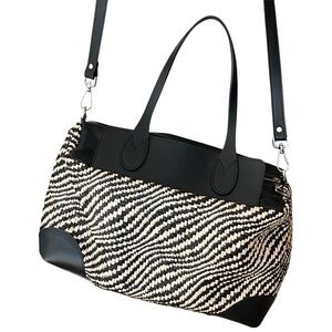 Laura Di Maggio North South Large Leather Woven Tote Hobo Bag Milano Italy NWOT